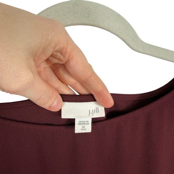 J Jill Maroon Red Peplum Pleated Blouse Office Business Capsole Womens XL Tall - Picture 3 of 6